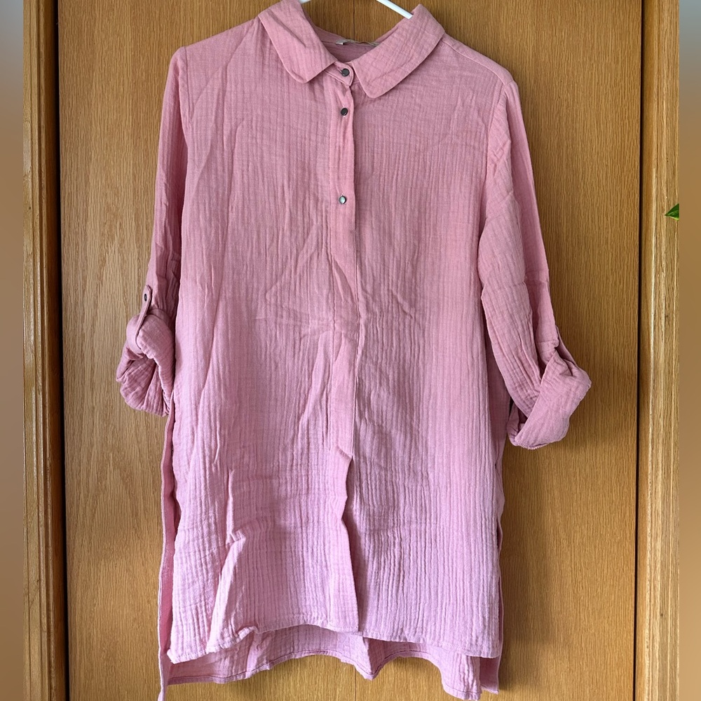 Soft Surroundings 100% cotton Pink Tunic Top Petite Medium